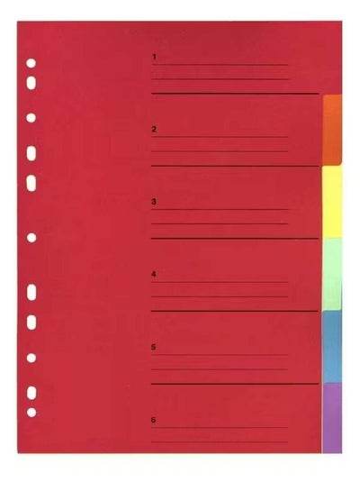 A4 paper divider 6 colors with pre-printed lines for easy labeling and organization