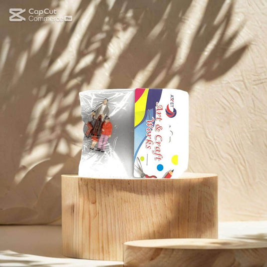 ATZET miniature furniture set displayed in packaging on a wooden surface for art and craft projects