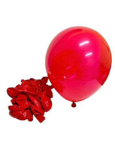 10 inch red balloons bulk with shiny finish and a cluster of red ribbon curls