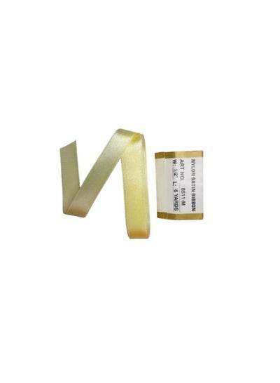 Gold color craft supplies ribbon on a spool perfect for decorations and crafting projects
