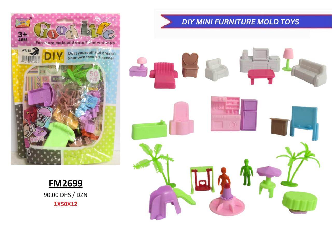 DIY furniture toys for kids set with 50 colorful mold pieces for creative play and entertainment