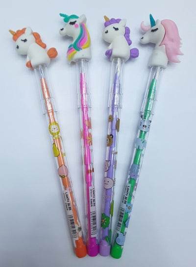 Set of 1.0mm tip size pencils with colorful unicorn toppers for fun writing experiences