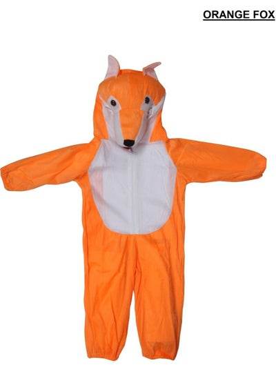 Orange Fox role play costume for kids featuring a hood and playful design for imaginative play
