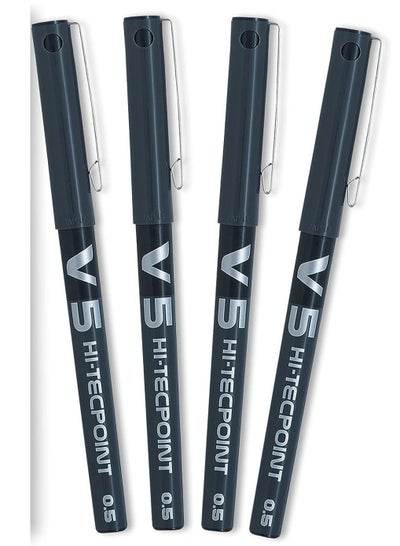 Pilot V5 Hi-Tecpoint black pen set with fine tip for precise writing and smooth ink flow