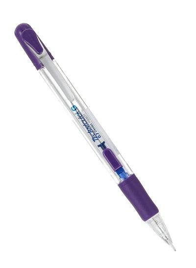 Techniclick mechanical pencil 0.7mm in violet color with a clear barrel and ergonomic grip