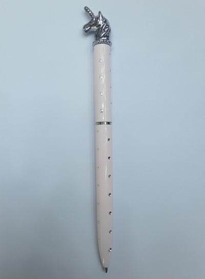 Unique ballpoint pen blue ink featuring a unicorn design and decorative detailing