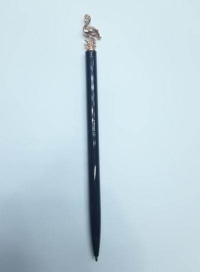 Unique blue ballpoint pen with a decorative flamingo topper for stylish writing