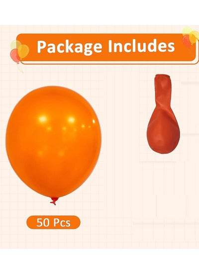 Pack of 50 helium balloons in vibrant orange color for festive celebrations and party decorations