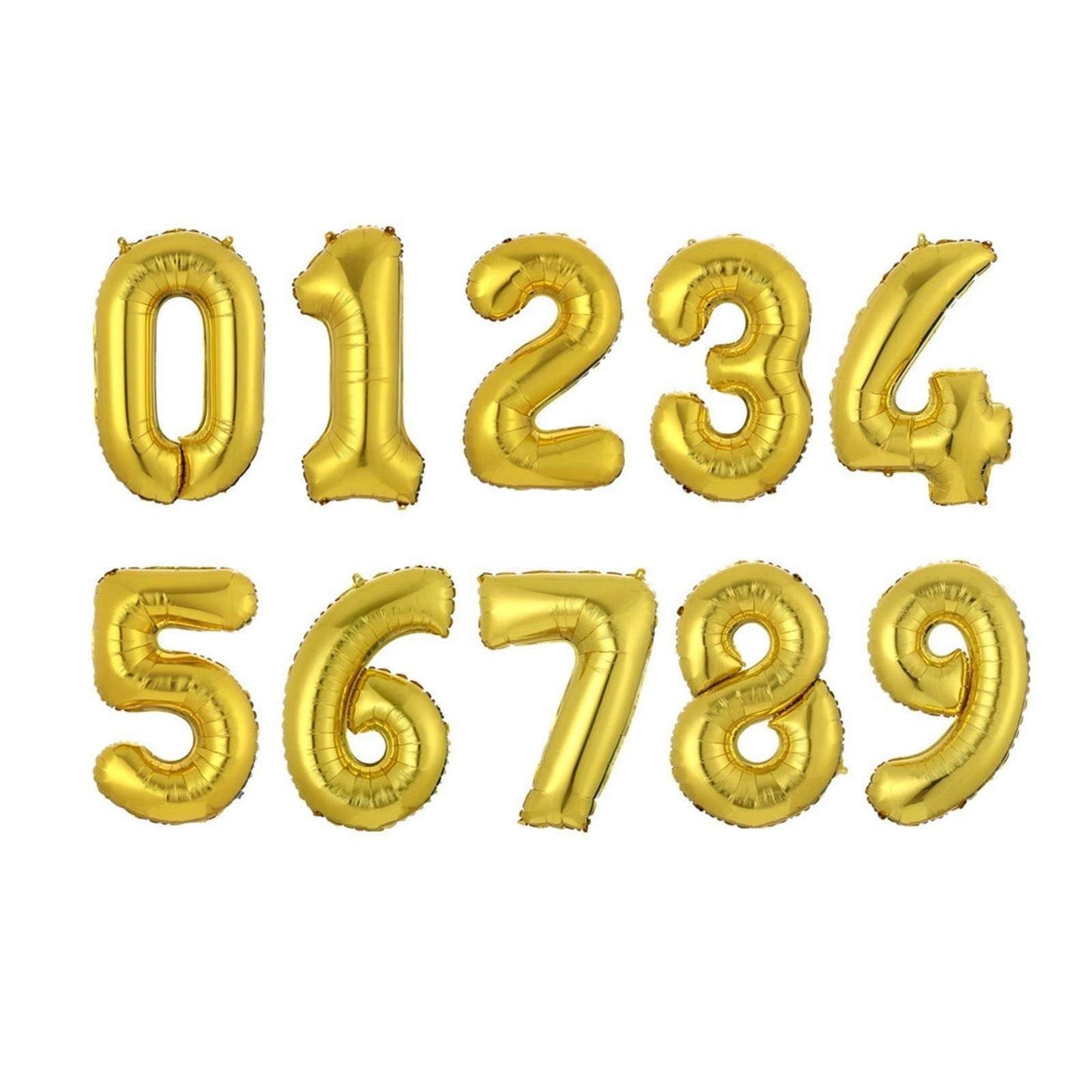 Gold Helium Number Balloons UAE set featuring numbers 0 to 9 for celebrations and parties