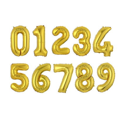 Gold Helium Number Balloons UAE set featuring numbers 0 to 9 for celebrations and parties