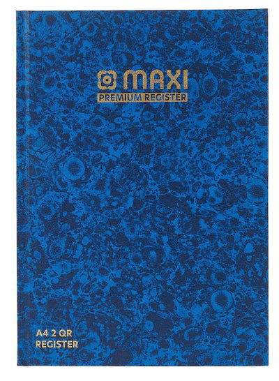 Maxi Premium A4 register book 96 sheets 2QR 60GSM with a blue decorative cover
