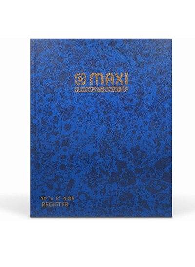 Blue Maxi Register Book 10x8 4QR 60gsm with a decorative cover for organization and note-taking