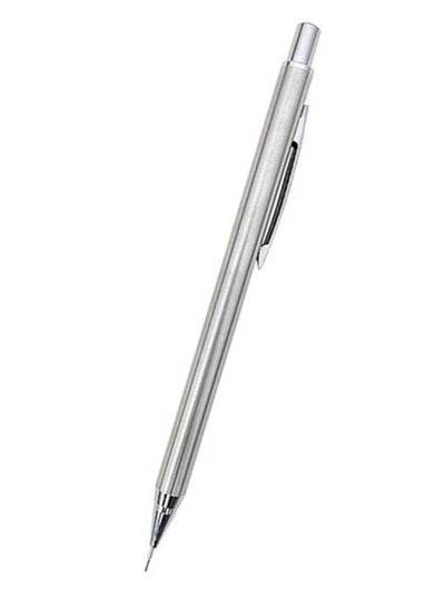 0.5mm mechanical pencil silver with a sleek design and a metal clip for easy handling