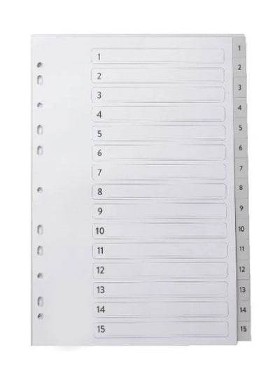 A4 PVC tab dividers 1-15 in clear design for easy organization and labeling of documents