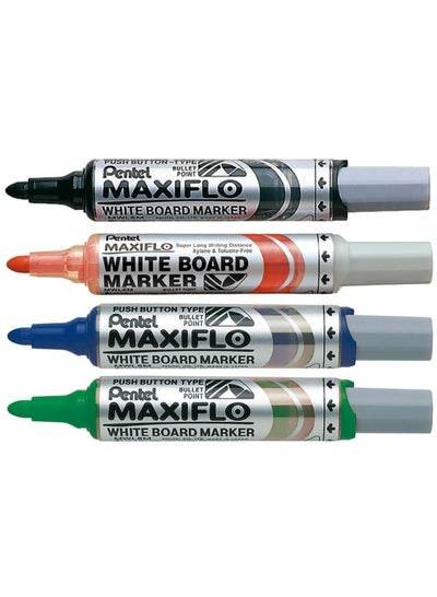 Set of Pentel Maxiflo whiteboard marker pens in four colors for versatile writing and drawing