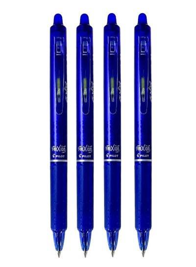 Set of four blue Pilot Frixion Clicker pens featuring erasable ink for precise writing