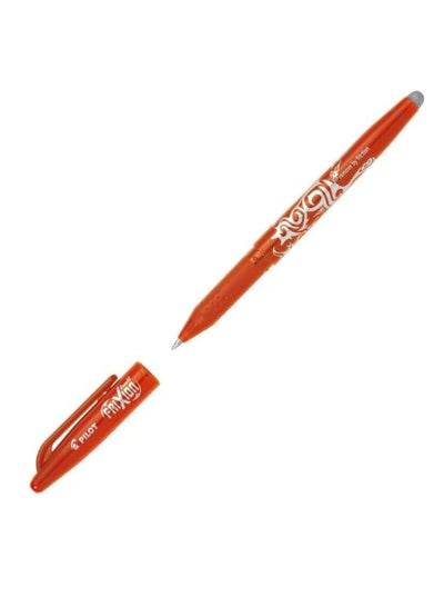 Pilot Frixion orange pen with a sleek design and erasable ink for smooth writing