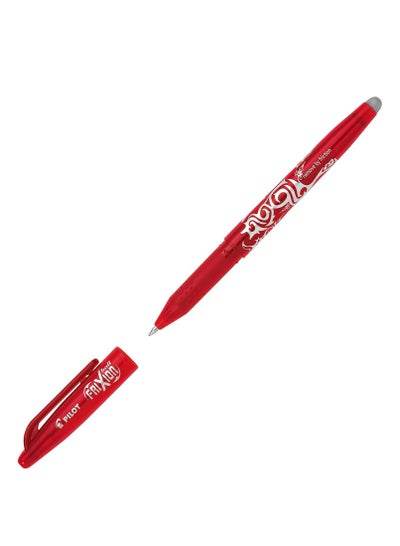 Pilot Frixion red erasable pen with a retractable design and rubber grip for smooth writing