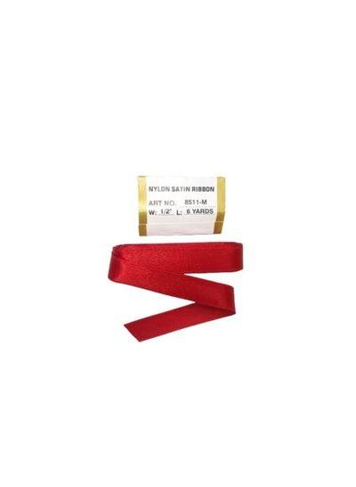 Red satin ribbon 1/2 inch roll, perfect for crafts, gift wrapping, and decorations