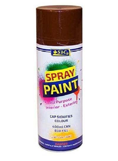 Brown all purpose spray paint in a 400ml can, suitable for interior and exterior use