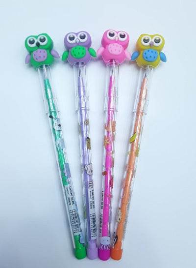 Colorful 1.0mm tip pencils stationery with cute owl toppers for fun writing experiences