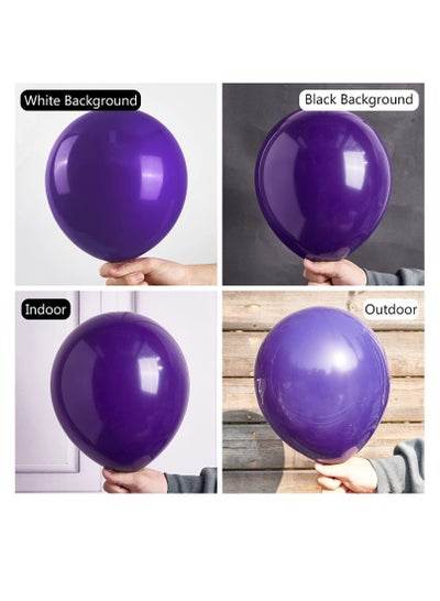Violet helium balloons 10 inch Pack of 50 displayed in various settings including indoor and outdoor